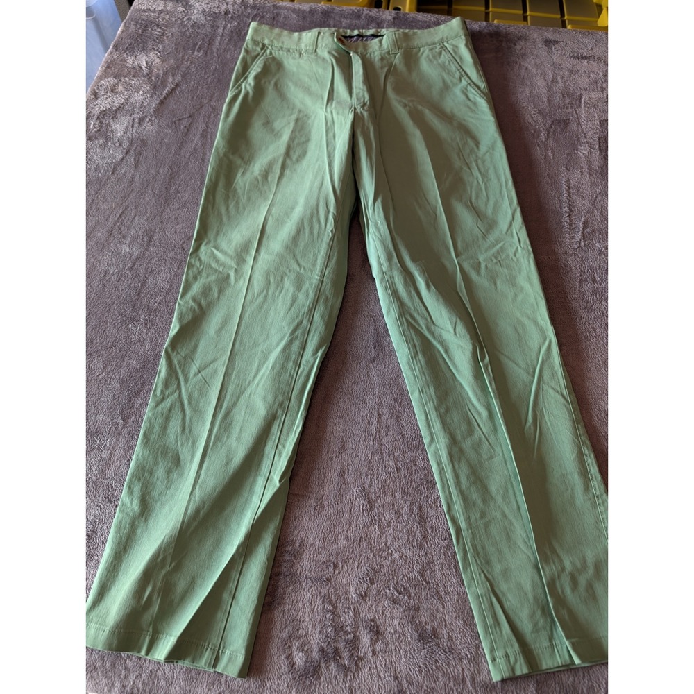 Brax Feel Good Ernesto MT-WA Green Kapok Blend Straight Leg Pants Mens 34/32